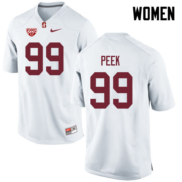 Women #99 Bo Peek Stanford Cardinal College Football Jerseys Sale-White - Click Image to Close